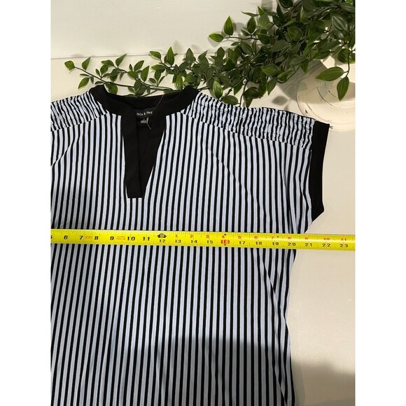 Adele & May Striped Black & White Short Sleeve Blouse Size L - Picture 10 of 10